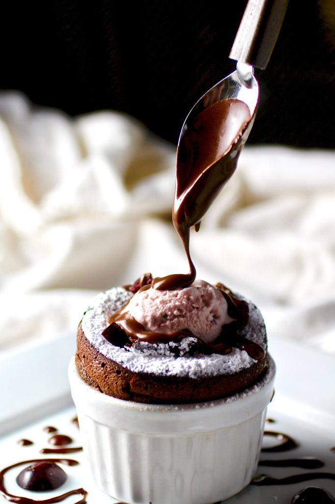 Chocolate Soufflé, Cherry Vanilla Ice Cream