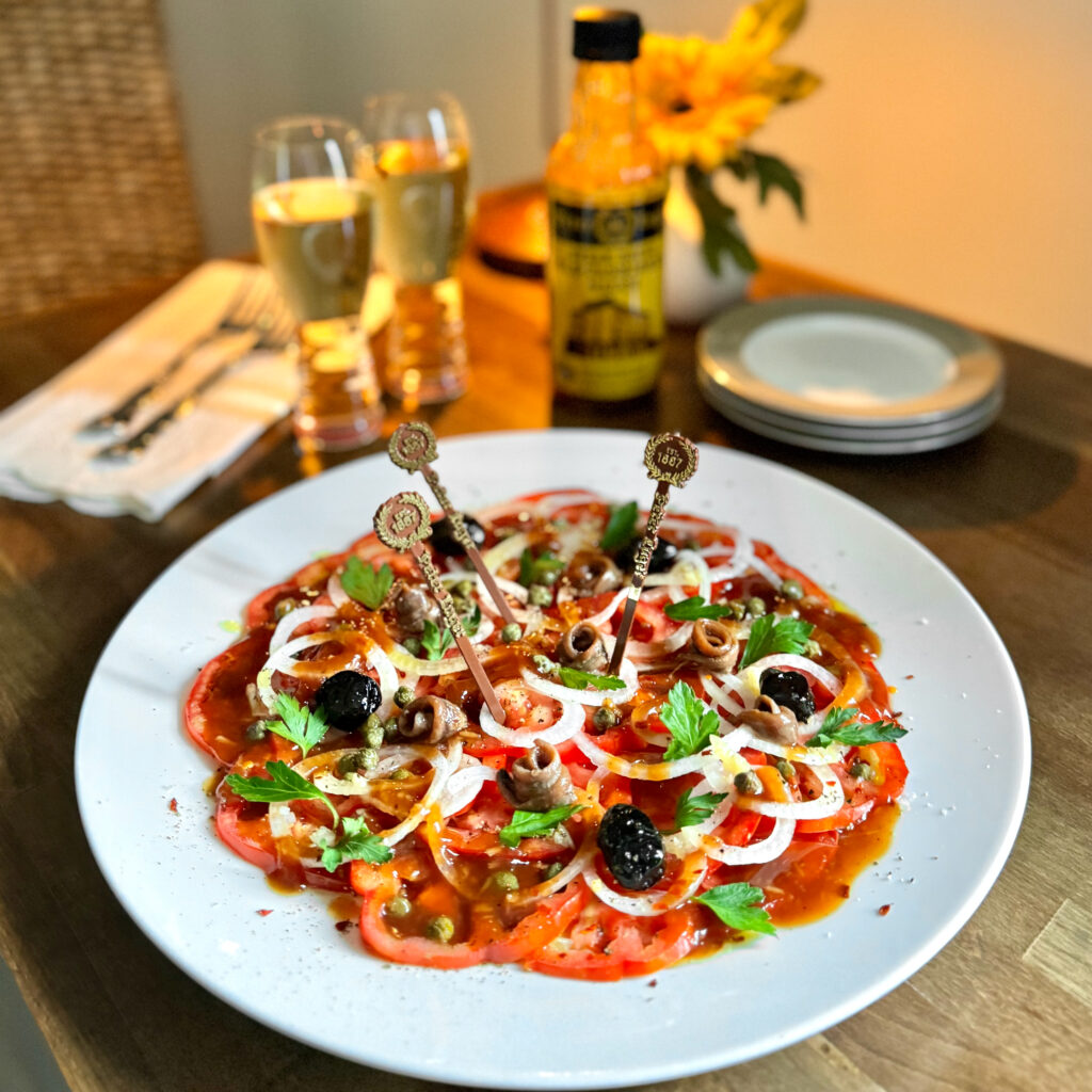 Tomato Carpaccio with Peter Luger Steak Sauce