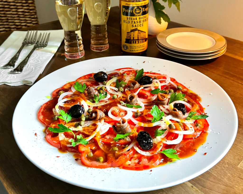 Tomato Carpaccio with Peter Luger Steak Sauce