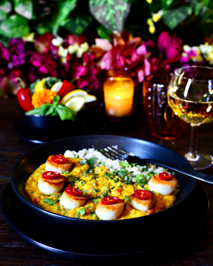 Dayboat Scallops with Coconut Lentils