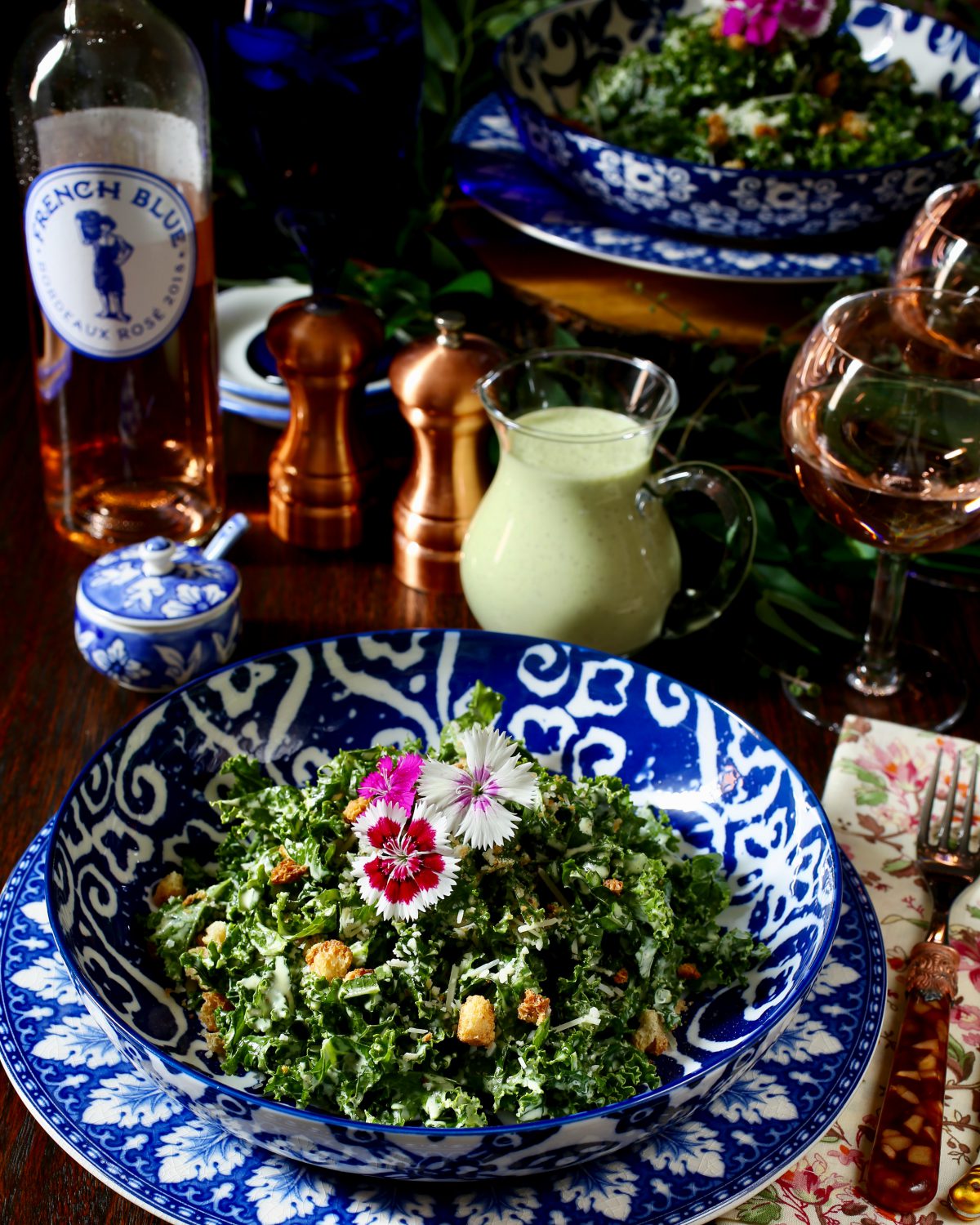 Kale Salad with Lemon Basil Buttermilk Ranch - Taste With The Eyes