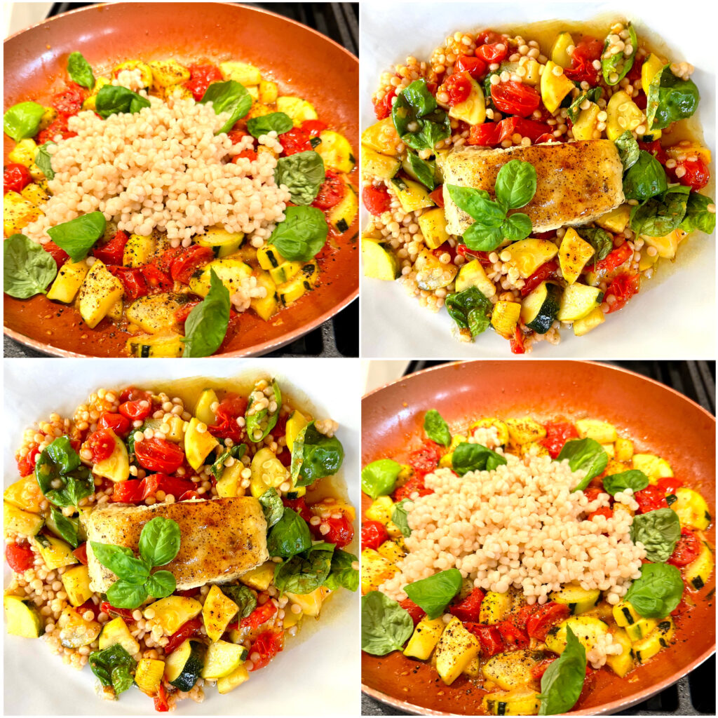 Chilean Sea Bass over Summer Vegetable Couscous