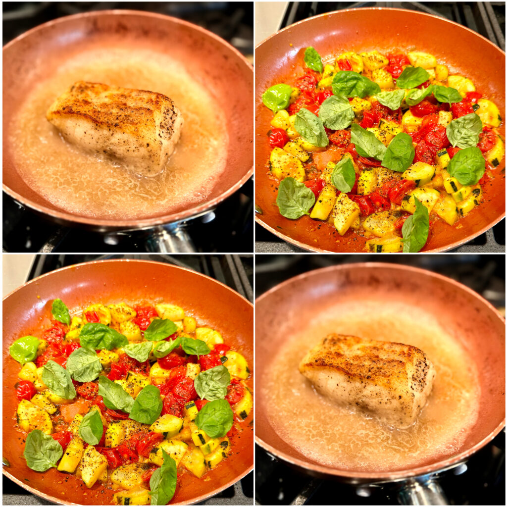 Chilean Sea Bass over Summer Vegetable Couscous